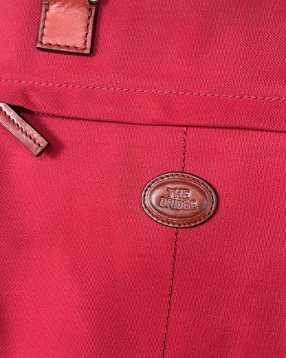 The Bridge Luxury Italian Red Canvas & Leather Tote Bag