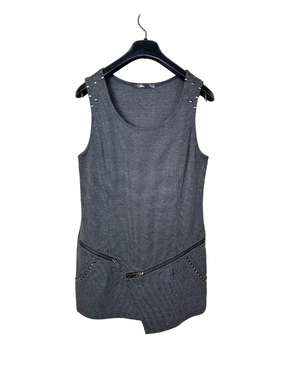 Mim Studded Asymmetrica Mini Dress with Zipper Details Small