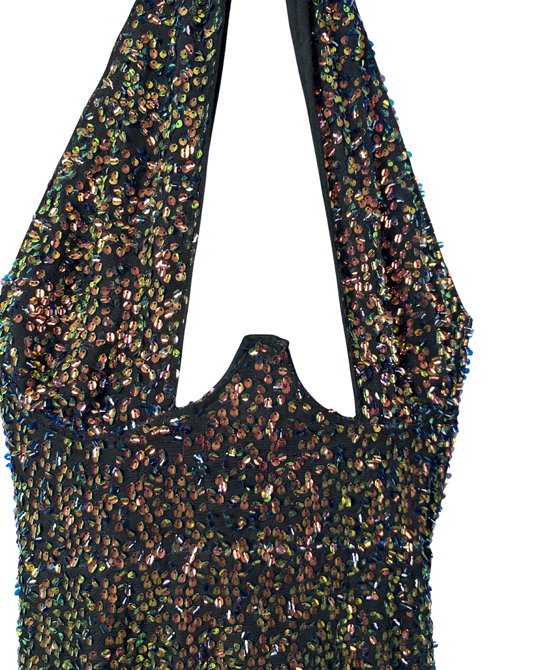 Multicolor Sequin Keyhole Front Halter Mini Dress - UK 12