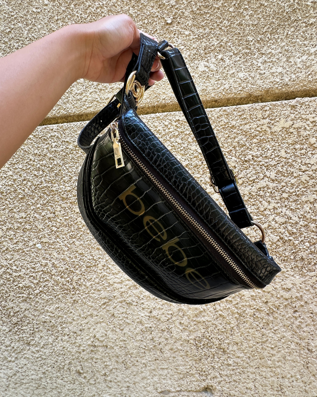 Bebe Josephine Croco Convertible Sling Belt Bag