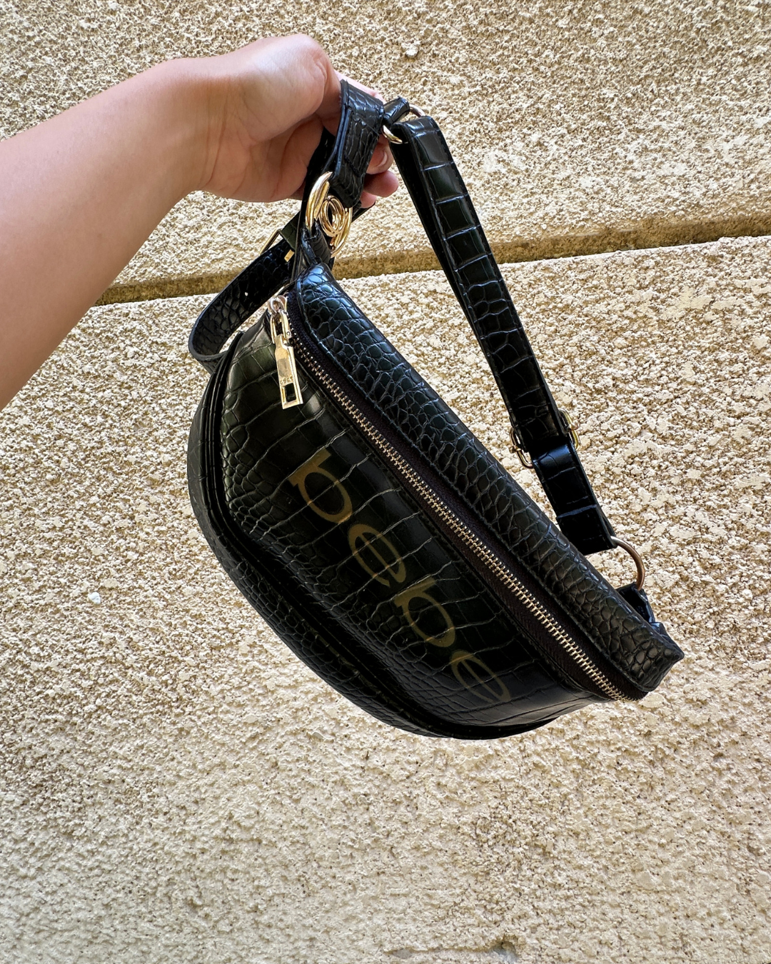 Bebe Josephine Croco Convertible Sling Belt Bag