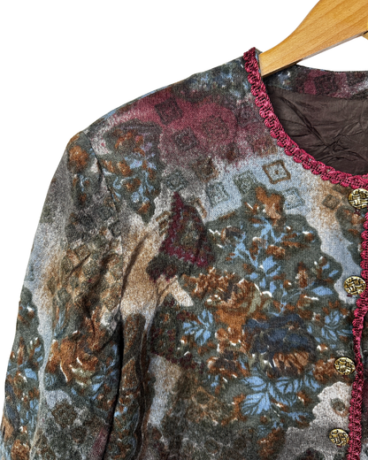 Vintage Tapestry Knit  Women's Cardigan Jacket