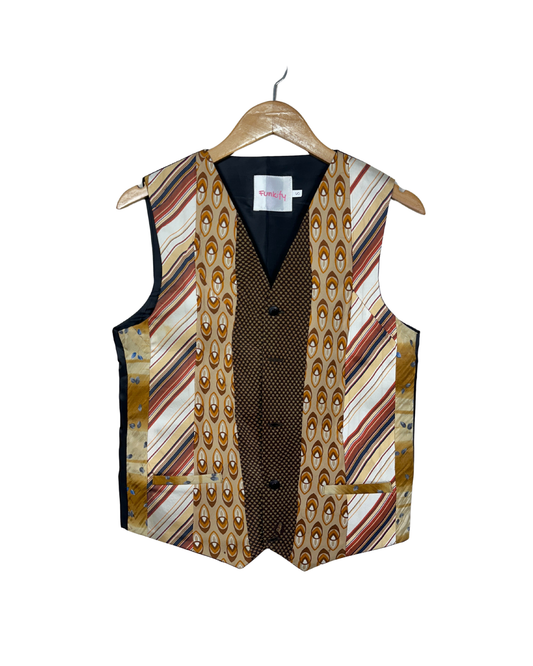 Retied Unisex Upcycled Neckties Vest - Small
