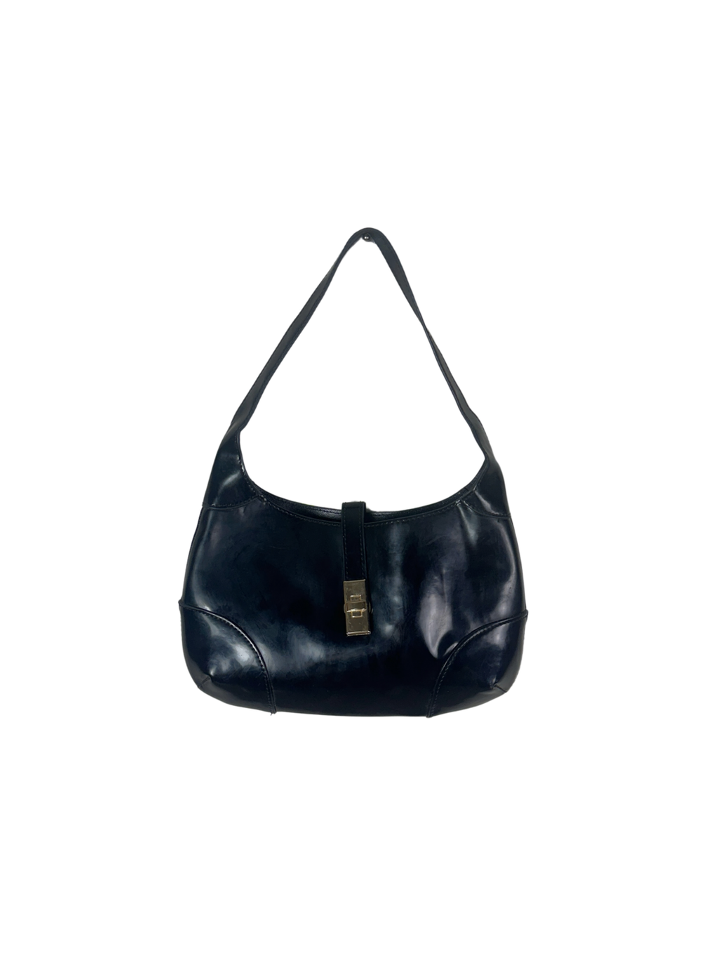 Y2K Sleek Glossy Leather Shoulder Bag