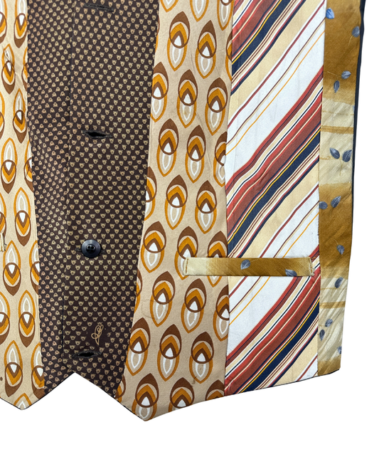 Retied Unisex Upcycled Neckties Vest - Small