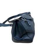 Vintage Y2K Navy Blue Pebbled Genuine Leather Shoulder Bag
