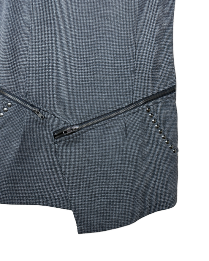 Mim Studded Asymmetrica Mini Dress with Zipper Details Small