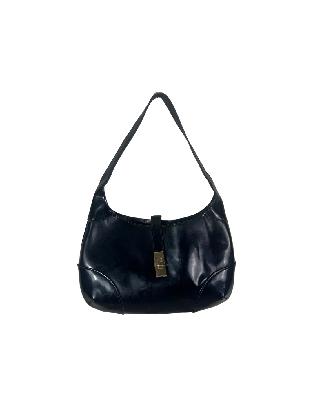 Y2K Sleek Glossy Leather Shoulder Bag