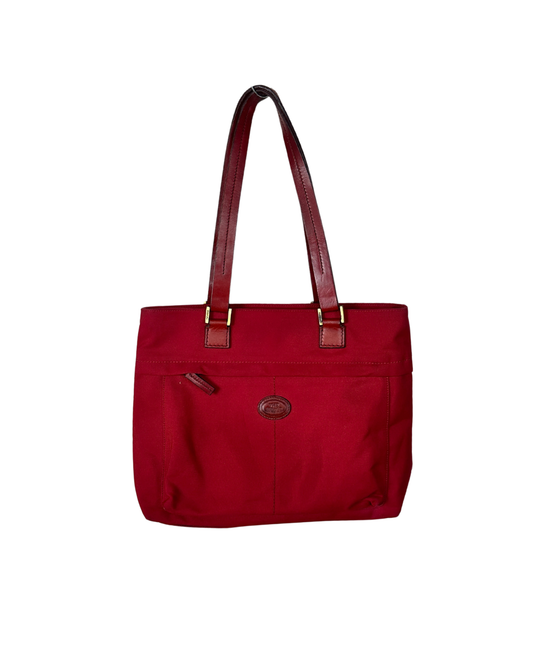 The Bridge Luxury Italian Red Canvas & Leather Tote Bag