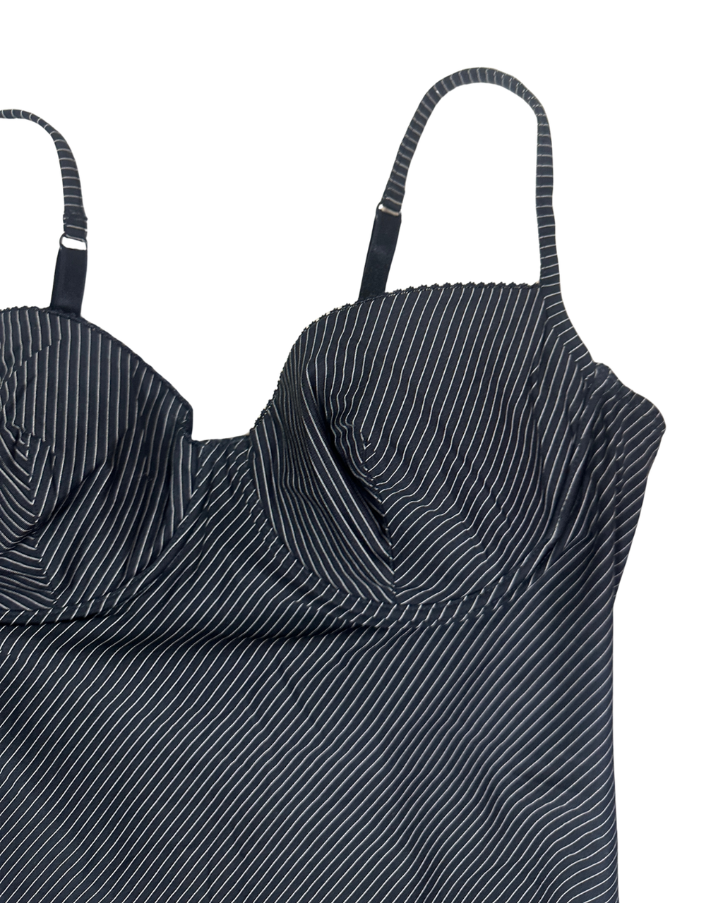 Y2K Pinstripe Bustier Top with Lace Trim