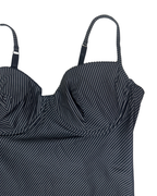 Y2K Pinstripe Bustier Top with Lace Trim