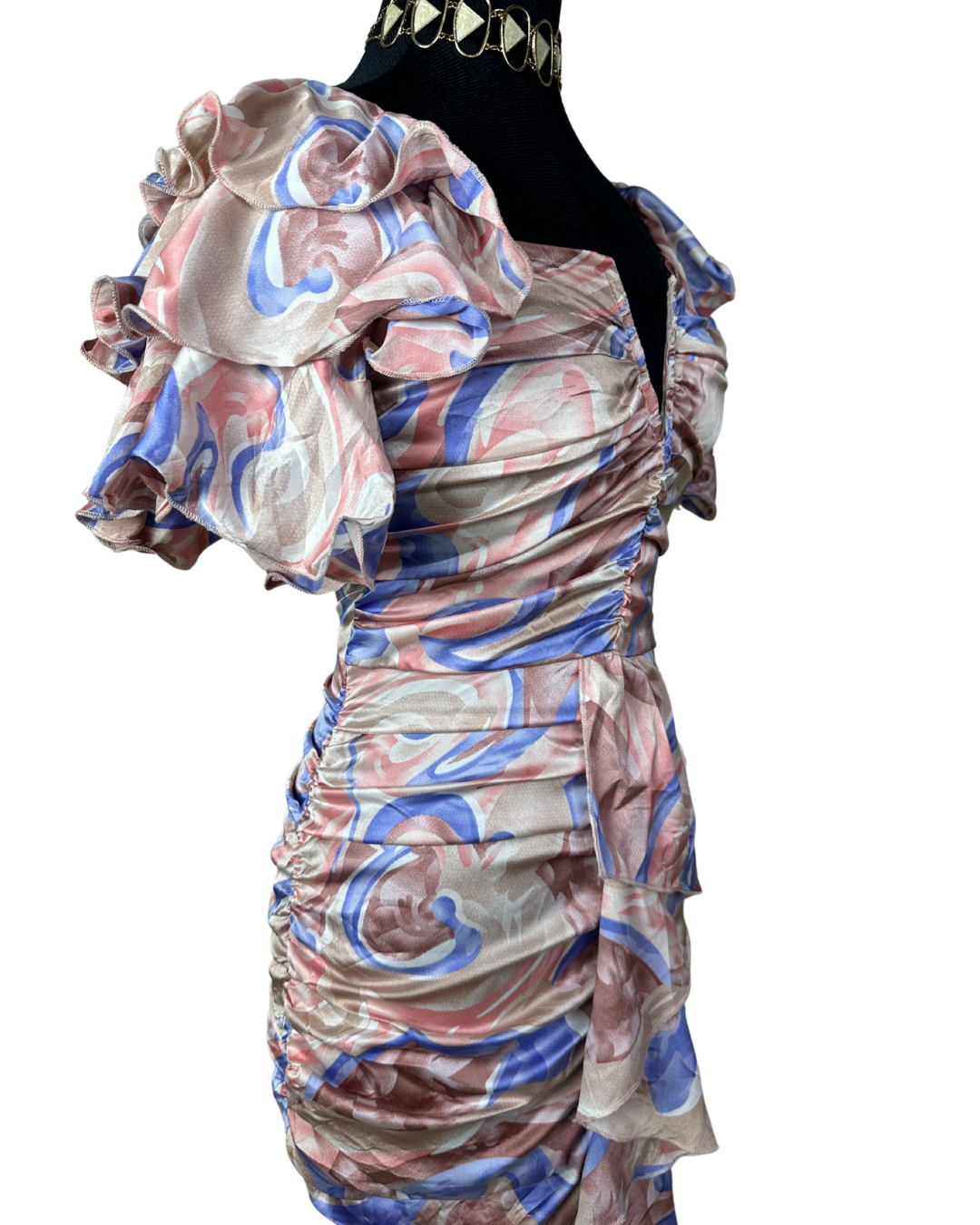 PLT Ruffle Sleeve Ruched Bodycon Dress