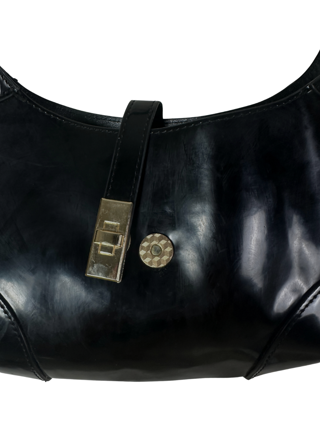 Y2K Sleek Glossy Leather Shoulder Bag