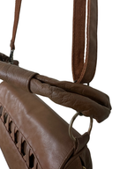 Vintage Brown Genuine Leather Handbag w/ Detachable Strap