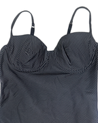 Y2K Pinstripe Bustier Top with Lace Trim