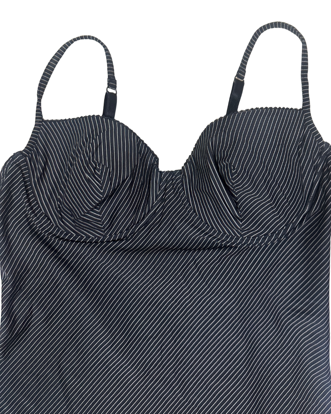 Y2K Pinstripe Bustier Top with Lace Trim