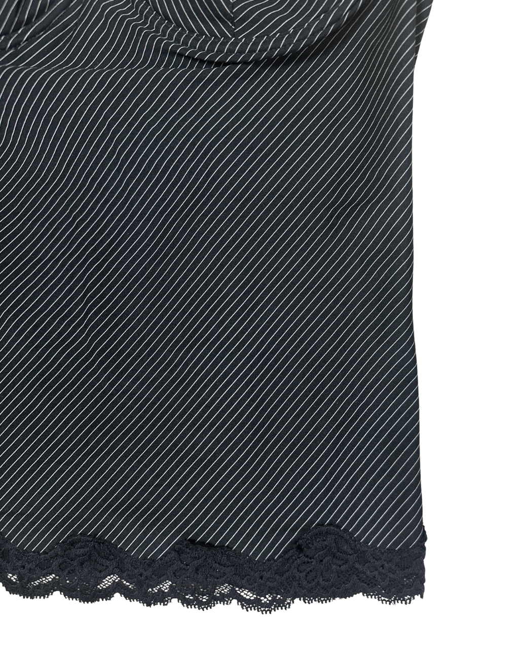 Y2K Pinstripe Bustier Top with Lace Trim