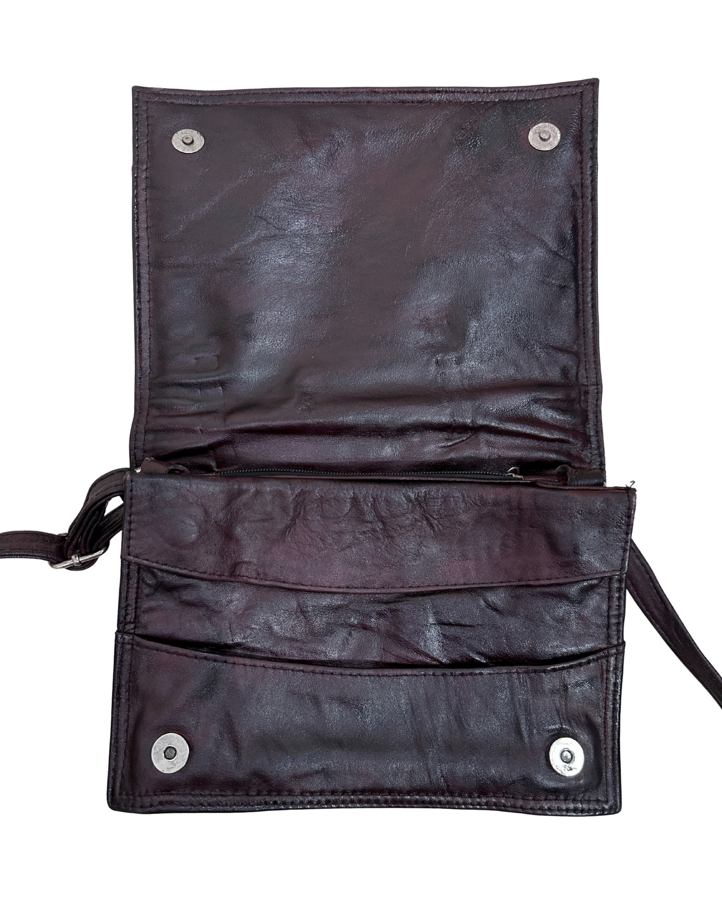 Vintage Embossed Egyptian Motif Burgundy Genuine Leather Crossbody Bag