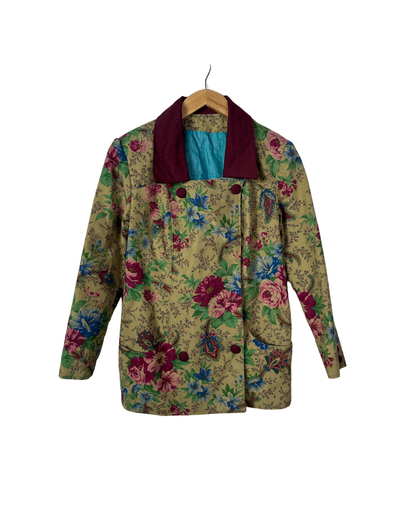 Vintage Floral Women's Double-Breasted Blazer