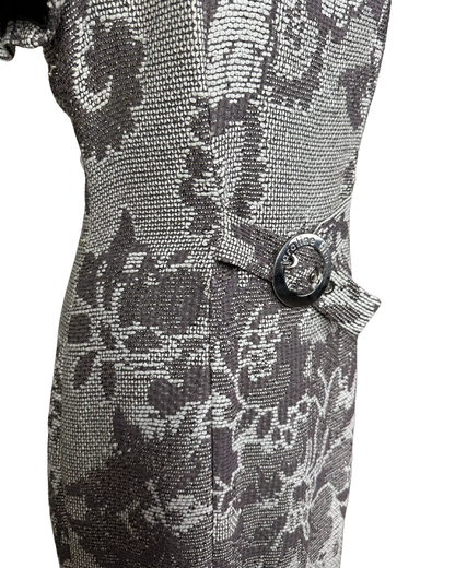 Caroline Biss Floral Brocade Midi Dress with Waist Detail