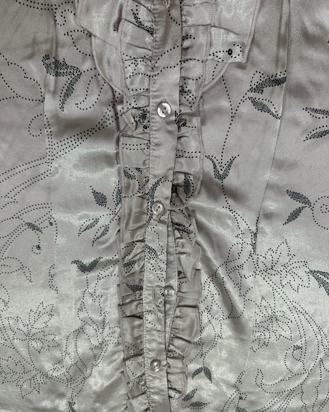 NWT Mystify Satin Ruffle Button-Front Blouse -XL