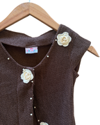 Mini Magic Single Button Embroidered Top