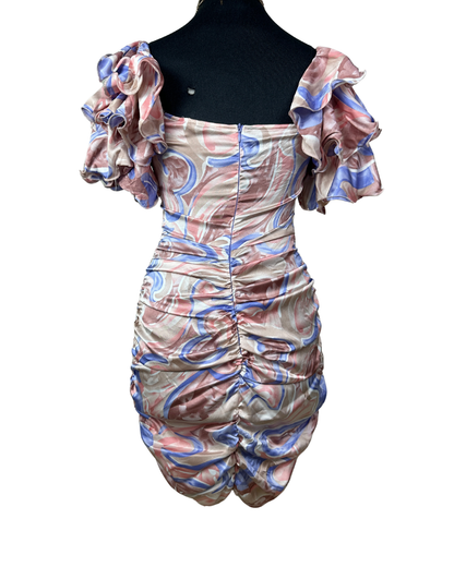 PLT Ruffle Sleeve Ruched Bodycon Dress