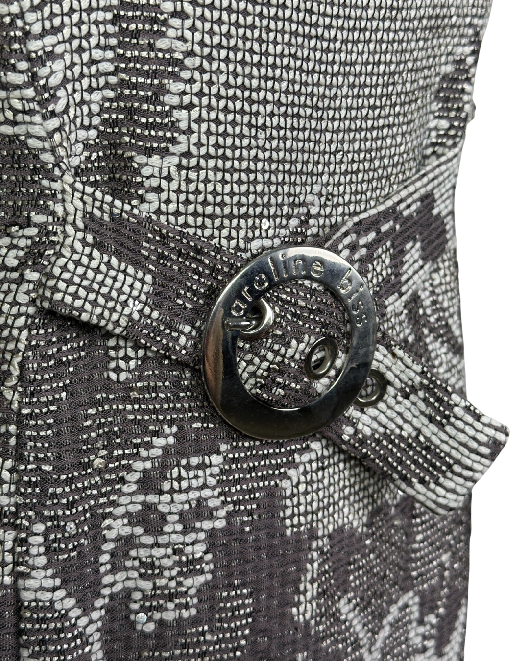Caroline Biss Floral Brocade Midi Dress with Waist Detail