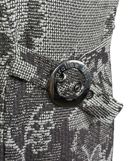Caroline Biss Floral Brocade Midi Dress with Waist Detail