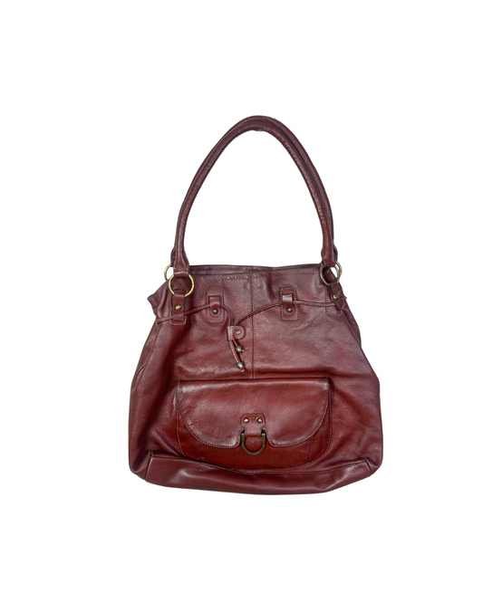 Vintage Burgundy Genuine Leather Shoulder Bag