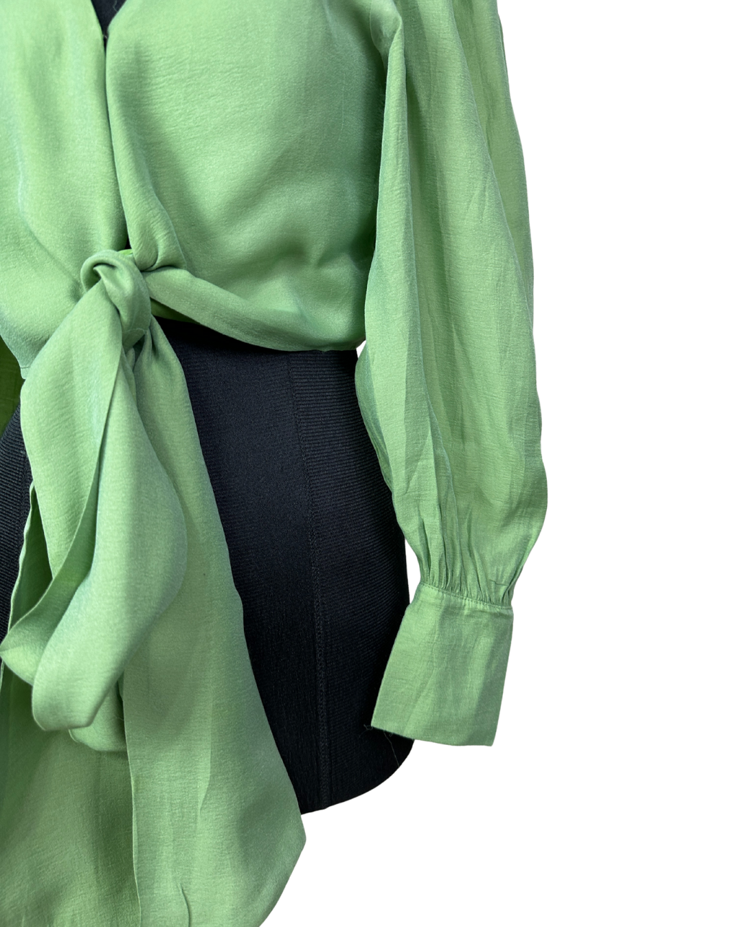 Vintage Puff-Sleeve Tie-Front Top