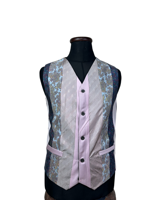 Retied Upcycled Necktie Vest -  Medium