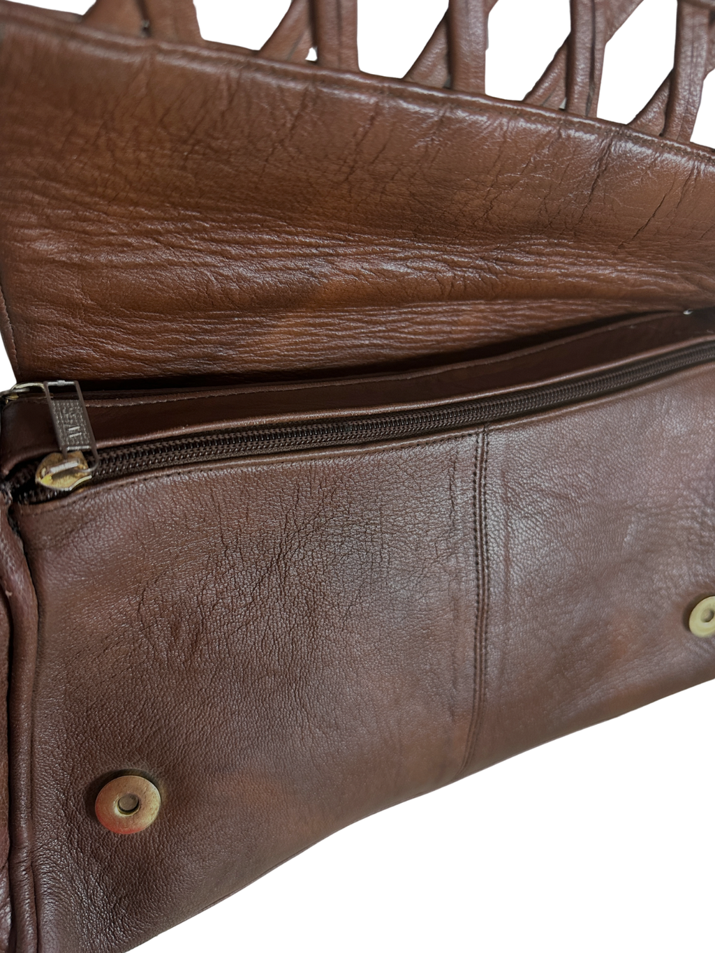 Vintage Brown Genuine Leather Handbag w/ Detachable Strap