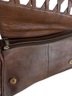 Vintage Brown Genuine Leather Handbag w/ Detachable Strap
