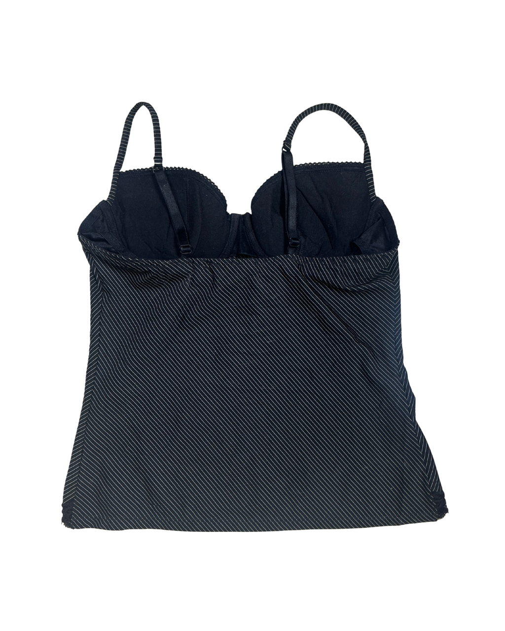 Y2K Pinstripe Bustier Top with Lace Trim