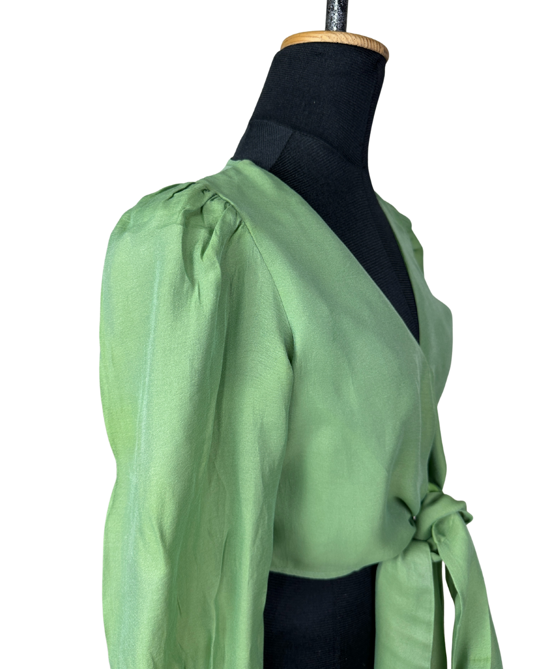 Vintage Puff-Sleeve Tie-Front Top