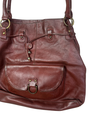 Vintage Burgundy Genuine Leather Shoulder Bag