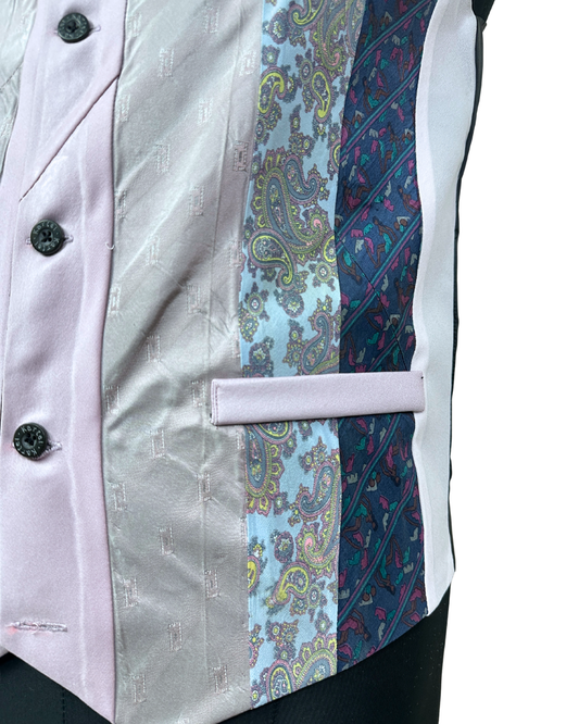 Retied Upcycled Necktie Vest -  Medium