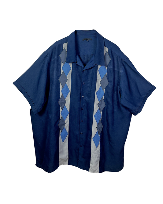 Syntgy Diamond Pattern Bowling Shirt - 4XL