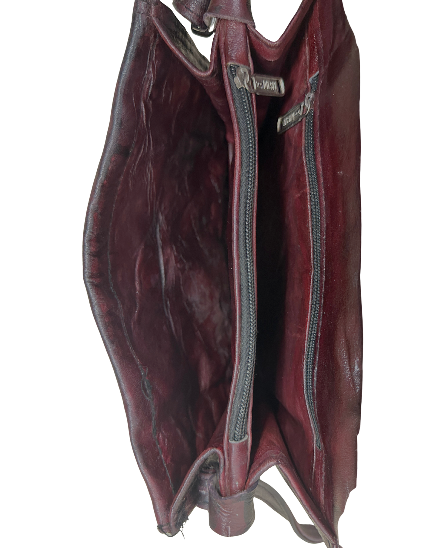 Vintage Embossed Egyptian Motif Burgundy Genuine Leather Crossbody Bag