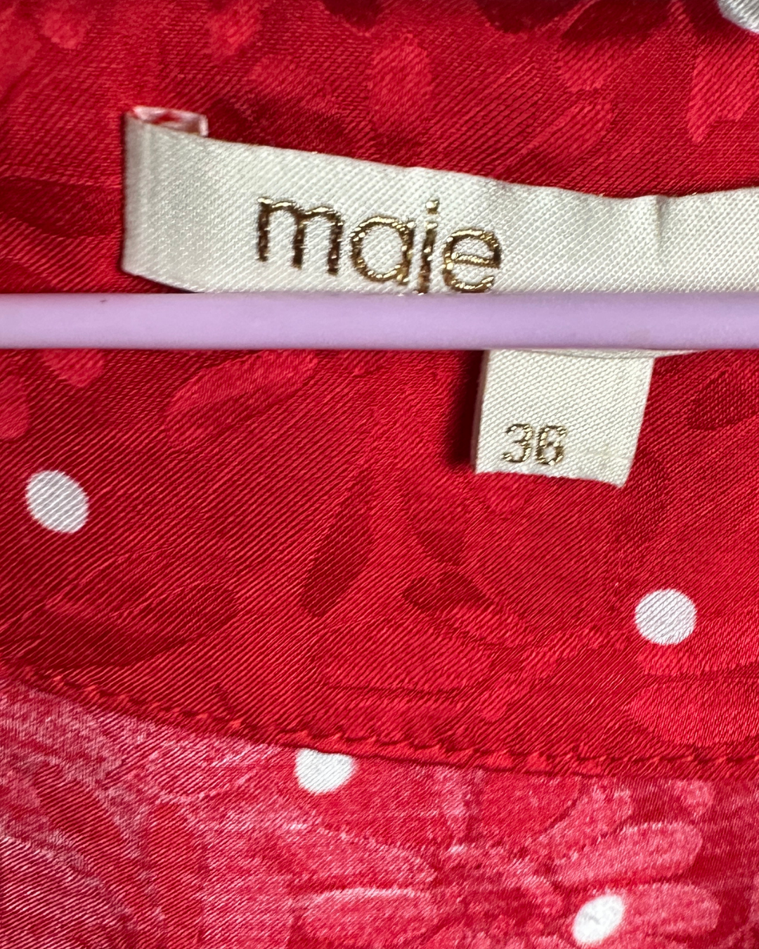 Maje Red Polka Dot Twist-Front Dress