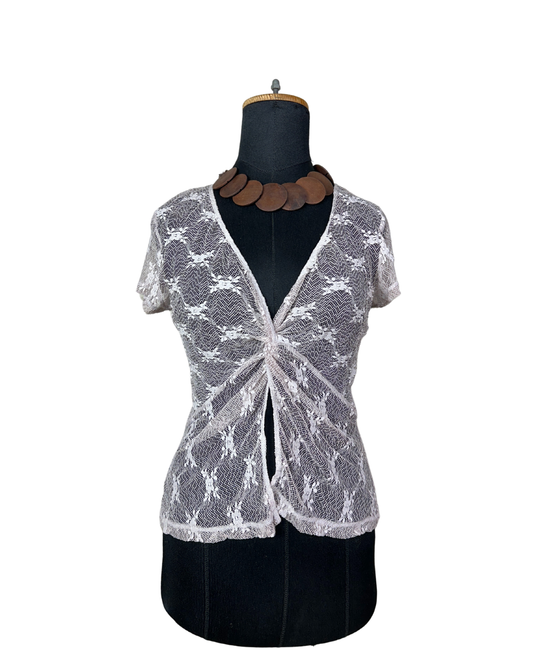 Wallis Lace Twist Front Sheer Blouse