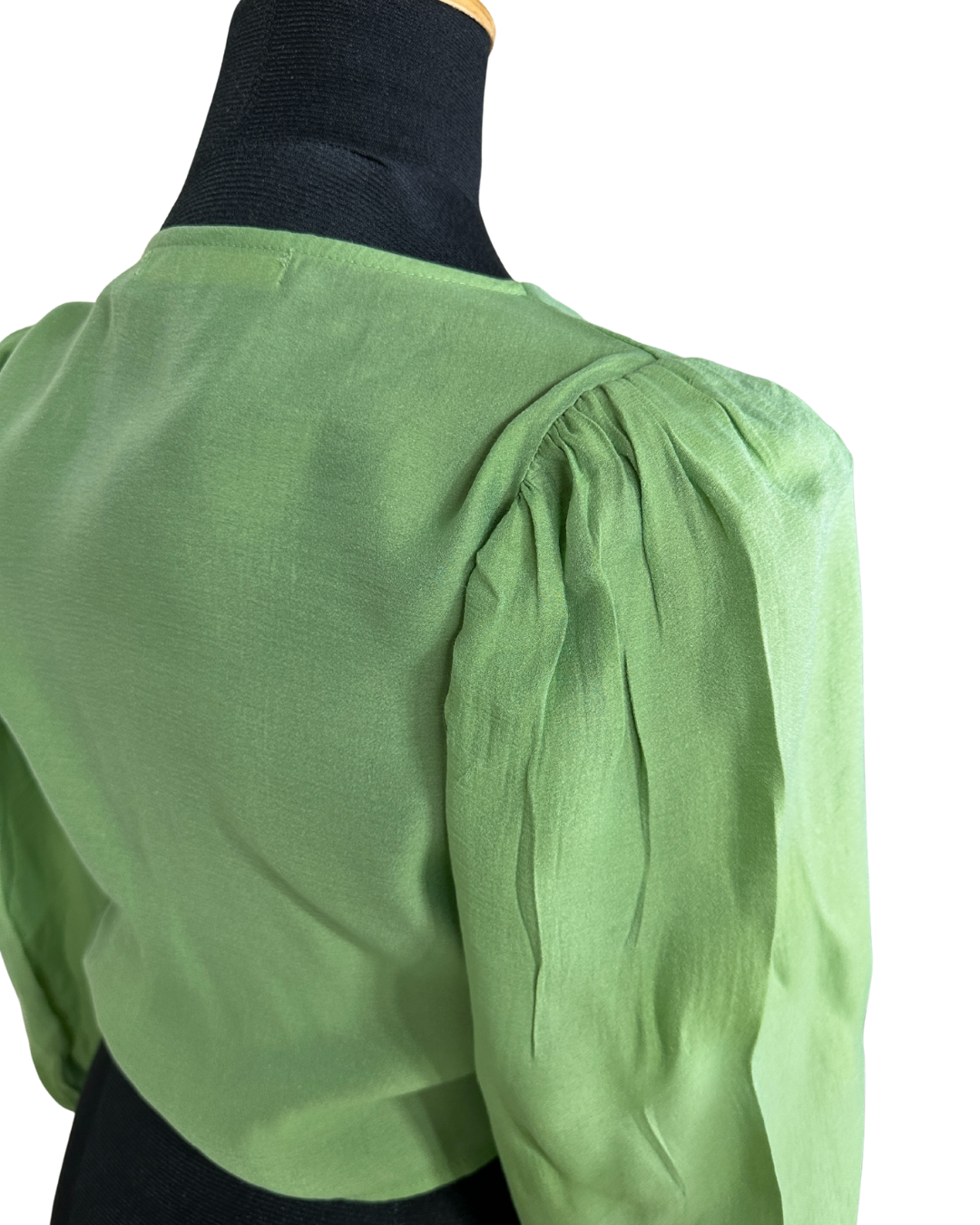 Vintage Puff-Sleeve Tie-Front Top