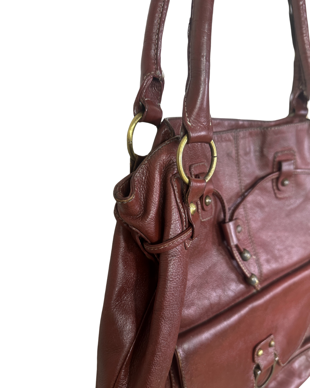 Vintage Burgundy Genuine Leather Shoulder Bag