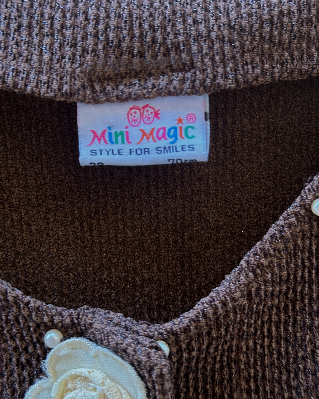 Mini Magic Single Button Embroidered Top