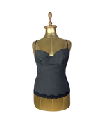 Y2K Pinstripe Bustier Top with Lace Trim