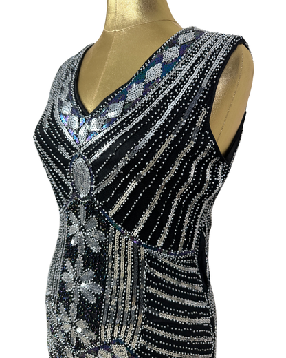 1920's Inspired Great Gatsby Sequin Flapper Dress - Medium