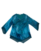 Asymmetric Hem Teal Blouse - Large