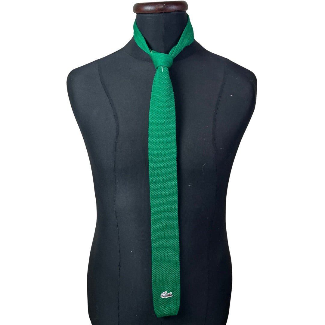 RARE Vintage Chemise Lacoste Wool Knitted Green Necktie 6 cm