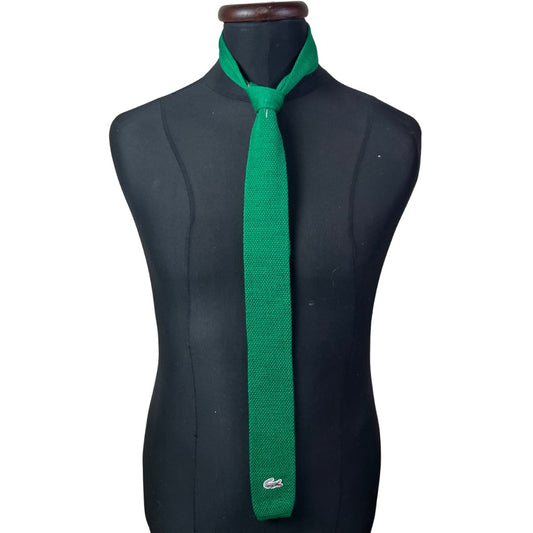 RARE Vintage Chemise Lacoste Wool Knitted Green Necktie 6 cm